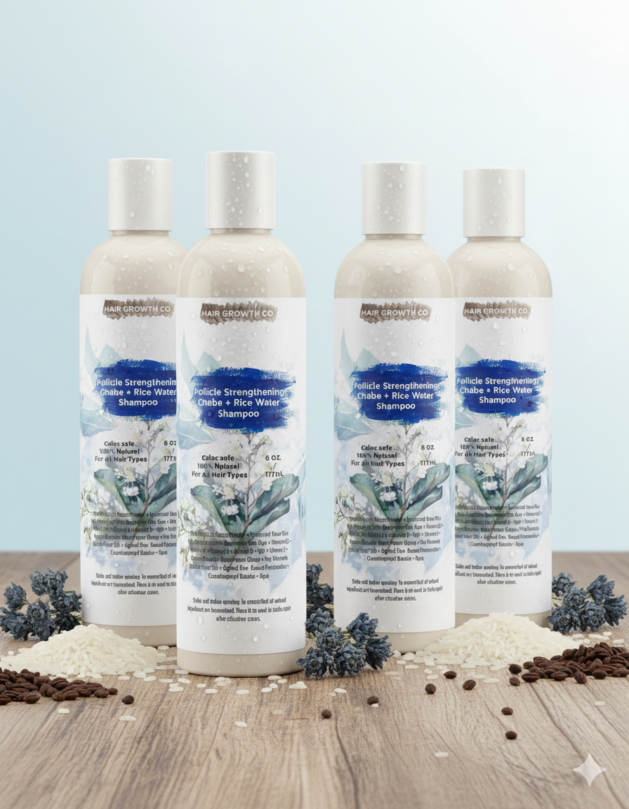 Image of (BULK)(4-PACK) Follicle Strengthening Rice Water + Chebe Growth Shampoo